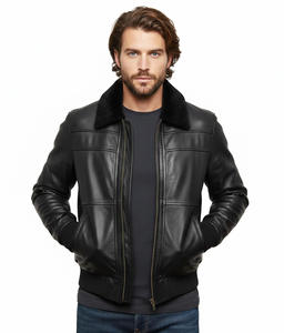 Veste en cuir véritable de haute qualité, sur mesure, en gros, style vintage, col rabattu, en cuir de vache lavé, pour hommes - Product Image 1