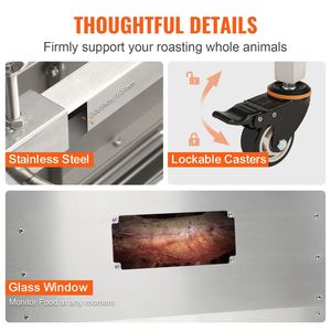 Griglia Elettrica in Acciaio Inox con Motore da 50W per Barbecue, Girarrosto per Maiale Intero e Agnello, con Copertura, per Uso Esterno - Product Image 5