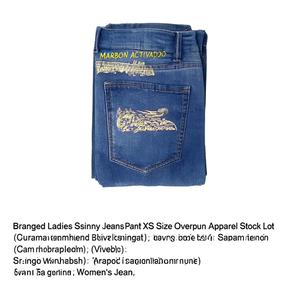 Pantalones vaqueros ajustados de marca para mujer, talla XS, excedente de stock de ropa, pantalón cargo de mezclilla bordado para primavera, Bangladesh - Product Image 3