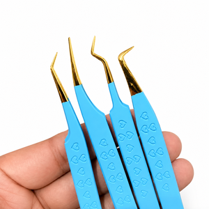 Pince à épiler japonaise en acier inoxydable Z, écologique, avec logo personnalisé, revêtement bleu ciel, poignée en forme de cœur, pour extensions de cils - Product Image 6