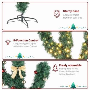 Albero di Natale in PVC da 1,5 m, Accessori Decorativi, 400 Rami a Forma di Cactus, 110 Luci Calde, 8 Modalità, Colore Verde Realistico - Product Image 4