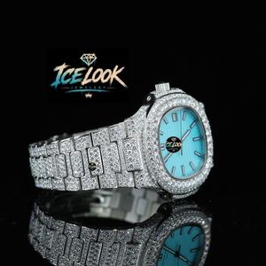 นาฬิกาข้อมือผู้ชาย ICELOOK รุ่นหรูหรา ตัวเรือนสแตนเลสสตีล ขนาด 30 มม. หน้าปัดทรงสี่เหลี่ยม แสดงเวลาแบบอนาล็อก ควอตซ์ ประดับเพชร หน้าปัดสีน้ำเงิน รุ่นลิมิเต็ดอิดิชั่น เรืองแสง พร้อมแสดงวันที่ - Product Image 4