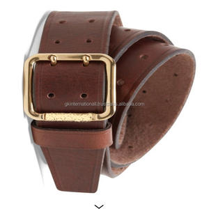 Hecho de cuero texturizado de calidad superior, marrón negro natural cuero de vaca, cinturón informal de cuero a la moda para hombre, hebilla de doble pasador de latón - Product Image 5