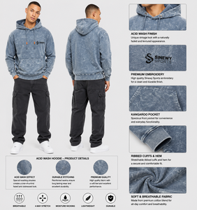 เสื้อฮู้ดดี้ผู้ชาย SINEWY SPORTS ทรงปกติ ผ้าฝ้ายเฟรนช์เทอร์รี่ ล้างสีแบบแอซิดวอช ระบายอากาศได้ดี สวมใส่สบาย เหมาะสำหรับฤดูใบไม้ร่วง - Product Image 1