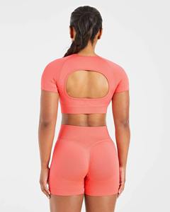 Conjunto de Yoga Personalizado al por Mayor, Tallas Grandes, con Contraste de Color, a Prueba de Impactos, Sujetador Deportivo con Espalda Cruzada y Pantalones Cortos de Cintura Alta para Correr y Entrenar - Product Image 2