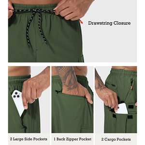 Pantalones Cortos Cargo Casuales para Hombre, de Cintura Media, Corte Relajado, con Bolsillos Utilitarios, Tela de Algodón Sólida, Transpirables y de Alta Calidad - Product Image 3