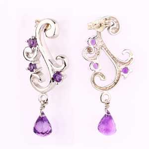 Handmade African Amethyst Engagement Wedding <b>Earrings</b> 925 Sterling Silver Round & Drop Cut <b>Fine</b> Jewelry Wholesale Export India - Product Image 4