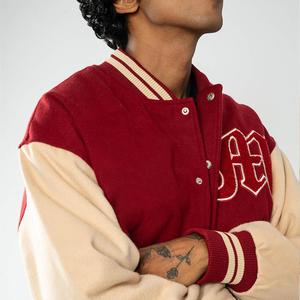 URBANGAZER <b>Men's</b> 100% Wool Thick Winter Varsity <b>Jacket</b>-Breathable Windproof Eco-Friendly High Street Style Patchwork Design - Product Image 3