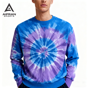 AIFRAN Sweat à capuche tie-dye pour homme 100% coton épais, style psychédélique, coupe oversize, écologique, respirant, nouvelle collection automne - Product Image 2
