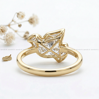 Bague de déclaration originale de qualité supérieure en forme de pigeon avec diamant de laboratoire fantaisie et moissanite, monture en or