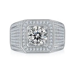 Bague en argent 925 avec diamant de laboratoire pour femme, bague de fiançailles moderne et luxueuse, élégante bague de mariage. - Product Image 2