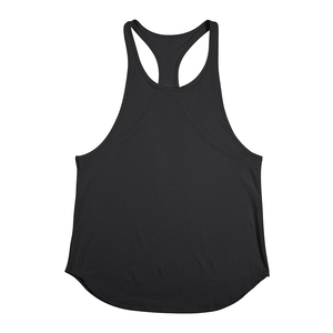 Camiseta sin Mangas Deportiva de Poliéster Tejido Transpirable para Hombre, Estilo Racerback Negro de la Mejor Calidad - Product Image 1