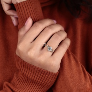 Oval Lab Grown Diamond Engagement <b>Ring</b> 14K Gold Leaf Style Nature Inspired Bridal Wedding <b>Ring</b> Custom Manufacturer Supplier - Product Image 5