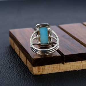 Anillo de Plata Larimar, Anillo de Plata de Ley 925, Plata de Ley 925 Sólida - Product Image 4