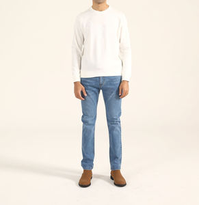 Nouveauté en gros : Sweat-shirts pull-over pour hommes 100 % coton molletonné épais, couleur beige unie, coupe oversize, col rond - Product Image 3