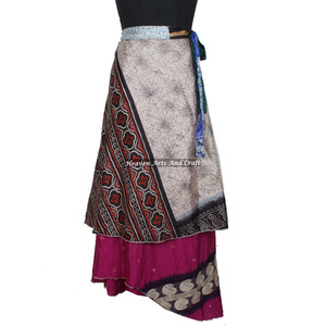 Wholesale Designer Silk <b>Wrap</b> Around Skirt <b>Sarong</b> & Pareo Haven Australia 2 Layer Reversible Magic Silk Saris <b>Wrap</b> Long Skirt - Product Image 4