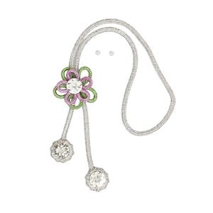 Collar con colgante de flor plateada para mujer, joyería brillante, accesorio de moda elegante, collar llamativo, regalo para fiesta, decoración - Product Image 2