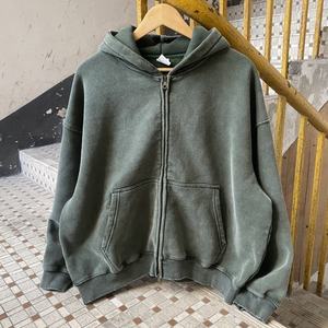 Men's Heavyweight Zip-Up Hoodie Premium Cotton Fleece Full-Zip Pockets Warm <b>Athletic</b> Outerwear Print for Sleeve Olive Green - Product Image 4