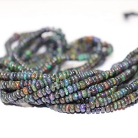 Perles d'opale noire naturelle éthiopienne, brins de perles rondes simples de 4-5 mm, hauteur 6 mm, longueur 16 pouces, poids personnalisable