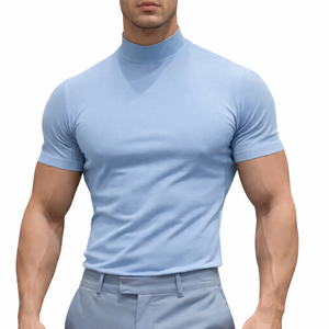 T-shirt décontracté pour homme |   T-shirt à manches courtes de couleur unie brodé coupe classique |   Coton polyester écologique |   Vente en gros OEM - Product Image 5