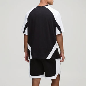 Conjunto informal de 2 piezas en contraste para hombre, tela de malla de poliéster, artículo de verano más vendido, conjunto transpirable de dos piezas para hombre - Product Image 4