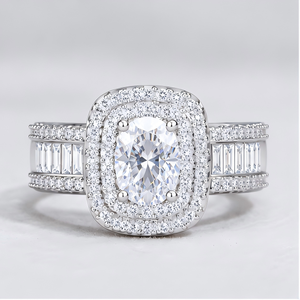 Anillos o alianzas de boda de latón chapado en rodio con circonita cúbica 5A para mujer - Regalo para ocasiones festivas - Product Image 1