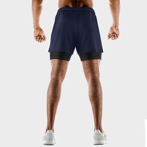 Shorts de sport pour hommes, entraînement cardio, fitness, gym, séchage rapide, légers, respirants, extensibles, taille élastique, satiné, couleur unie - Product Image 5