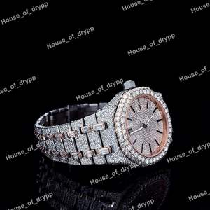 Reloj VVS con diamantes de moissanita, esfera central de lujo totalmente pavimentada, reloj hip hop para hombre en acero inoxidable. - Product Image 3