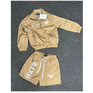 Conjunto de Chaqueta Cortavientos Ligera de Nailon Personalizada de Alta Calidad para Hombre y Conjunto de Pantalones Cortos de Nailon, Traje Deportivo para Correr - Product Image 3