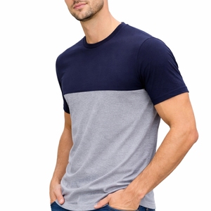 Camiseta de algodón de dos tonos personalizada para hombre, de manga corta, cuello redondo, informal, para uso diario en verano. - Product Image 4