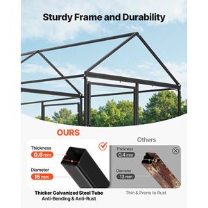 Jaula Pequeña Impermeable para Pollos, 3.3 x 9.8 x 3.3 pies, Gallinero Metálico con 3 Puertas y Techo a Dos Aguas para 6-8 Pollos, Compañero de Aves de Corral - Product Image 4