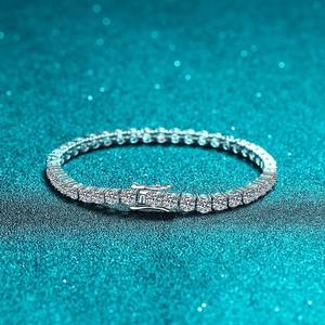 Pulsera de tenis de moissanita de cuatro garras, pulsera de plata de ley, pulsera de moissanita chapada en oro para hombre - Product Image 3