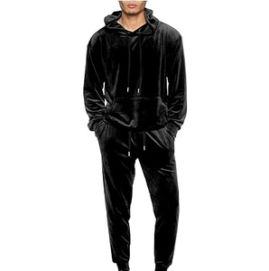 Custom Logo Acid Wash Solid Velour Pullover Hoodie Trouser Tracksuit Man Latest Tracksuits <b>Oversized</b> Thick <b>Joggers</b> 2 Piece Sets - Product Image 2