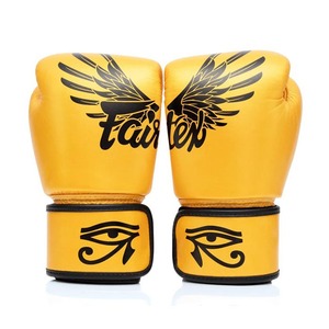 ถุงมือคิกบ็อกซิ่ง Fairtex Gold Leather MMA แบบสั่งพิมพ์โลโก้ได้ ปิดด้วยแถบตีนตุ๊กแก สำหรับฝึกซ้อมมวยไทย รุ่นใหม่ล่าสุด - Product Image 4