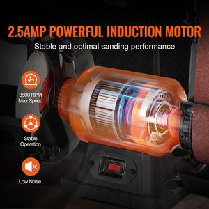 Smerigliatrice da banco da 8 pollici con levigatrice a nastro da 2 x 28 pollici, strumento per affilatura metalli, motore a induzione elettrico da 2,5 A - Product Image 2