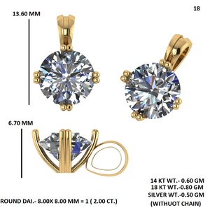 จี้เพชรเพาะเลี้ยงทรงกลม รับรองโดย GIA พร้อมสร้อยคอทอง 18K ชุบทอง สำหรับผู้หญิง ของขวัญสำหรับงานปาร์ตี้ - Product Image 5