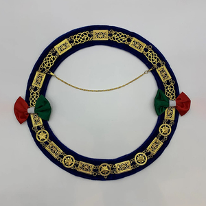 Chaîne de col de maître maçon de l'arche royale, avec support rouge, taille adulte, en tissu velours de haute qualité, sur mesure, personnalisée - Product Image 1