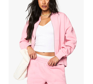 Sudadera con capucha estilo americano para chicas universitarias, forro polar de invierno, estilo hip-hop, con cremallera, corte holgado, peso pesado, estampado serigrafiado, top deportivo. - Product Image 5