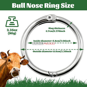 Anillo Nasal de Acero Inoxidable con Bloqueo para Ganaderos y Veterinarios, Herramienta Duradera y Segura para el Manejo de Ganado, Libre de Rebabas, Certificado CE - Product Image 5