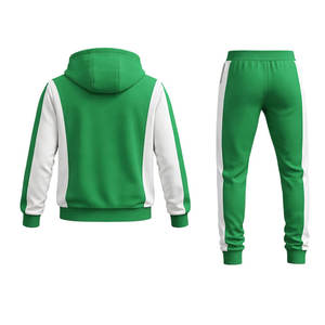 Conjunto de chándal verde y blanco para hombre, sudadera con capucha y pantalones deportivos, ropa deportiva para gimnasio, conjunto informal, ropa deportiva, traje de entrenamiento - Product Image 3