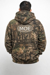 Sudadera con capucha de camuflaje con pedrería para hombre, estilo oversize vintage de algodón, streetwear de alto gramaje, OEM - Product Image 3