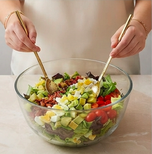 Hammered Gold Polish Stainless Steel Salad <b>Servers</b> For Aesthetic Table Presentation Banquet Halls And Wedding <b>Buffets</b> - Product Image 5