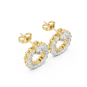 Pendientes de aro con diamantes cultivados en laboratorio con corte ovalado y en forma de gota de agua, diseño moderno, en oro amarillo de 14k, estilo hip hop, certificados por GRA. - Product Image 4