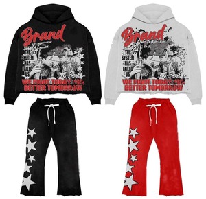 Pantalones Deportivos Anchos Unisex Transpirables con Efecto Ácido, de Peso Medio, con Capucha, Personalizados al por Mayor, con Serigrafía OEM, para Verano - Product Image 1