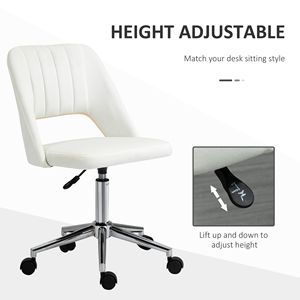 Sedia da Ufficio Girevole Bianco Crema con Schienale Medio in Velluto a Forma di Conchiglia, Sedia da Scrivania in Nylon per Casa e Ufficio BIFMA - Product Image 4
