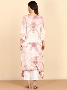High Quality Designer Rayon <b>Kaftan</b> Tie Dyed <b>Summer</b> Daily Wear Regular Fit O-Neck Washable Three Quarter Sleeve Best Price - Product Image 3