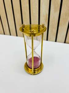 นาฬิกาทรายทองเหลืองชุบทอง 3.75 นิ้ว แบบ 3 มิติ พร้อมทรายสีชมพู |   ของตกแต่งงานวันเกิดลายกางเขนสไตล์เรียบง่ายสำหรับวางบนโต๊ะ - Product Image 4