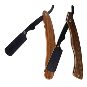 Maquinilla de Afeitar para Hombre con Mango de Madera, Hoja Recta, Logotipo y Diseño Personalizados, Acero Inoxidable, Afilada y Plegable - Product Image 1