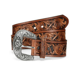 Custom Made Super Quality <b>Harness</b> Leather Casual Belt for Men & Women with Stylish Floral Engraved Antique Buckle All Sizes - Product Image 4