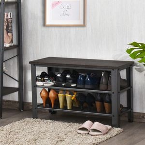 Industrial 3-Tier Shoe <b>Rack</b> with Storage Shelves <b>Bench</b> Design for Convenient Organization - Product Image 6